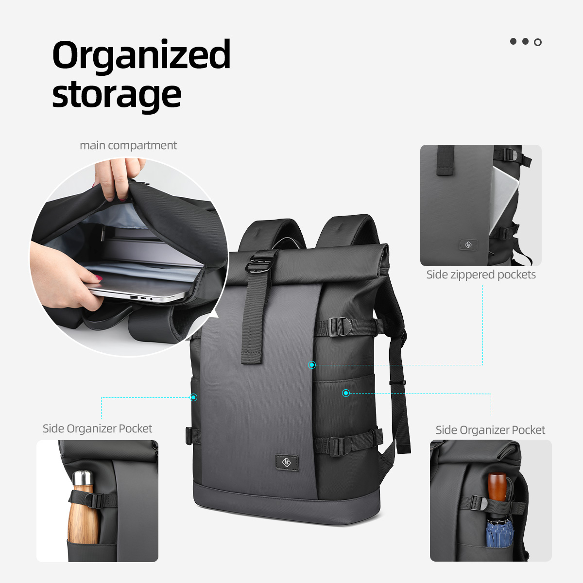 HK Waterproof Roll-Top Backpac - Structured Handbag Top Handle ulasan dan harga