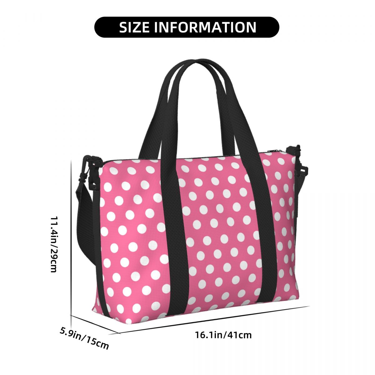 Pink Polka Dots Tote Bag Large - Luxury Bags Luggage ulasan dan harga