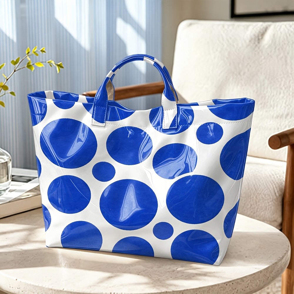 Glossy PVC Tote Bag Large Polk - Structured Handbag Top Handle ulasan dan harga