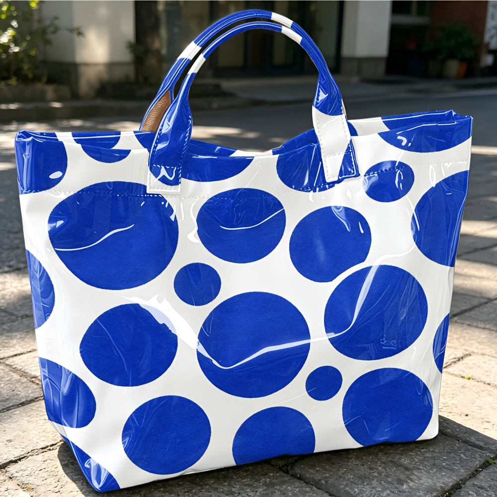 Glossy PVC Tote Bag Large Polk - Structured Handbag Top Handle ulasan dan harga