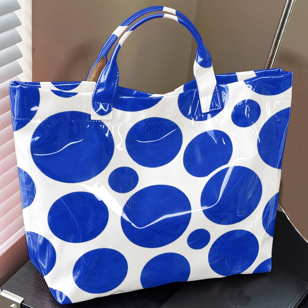 Glossy PVC Tote Bag Large Polk - Structured Handbag Top Handle ulasan dan harga