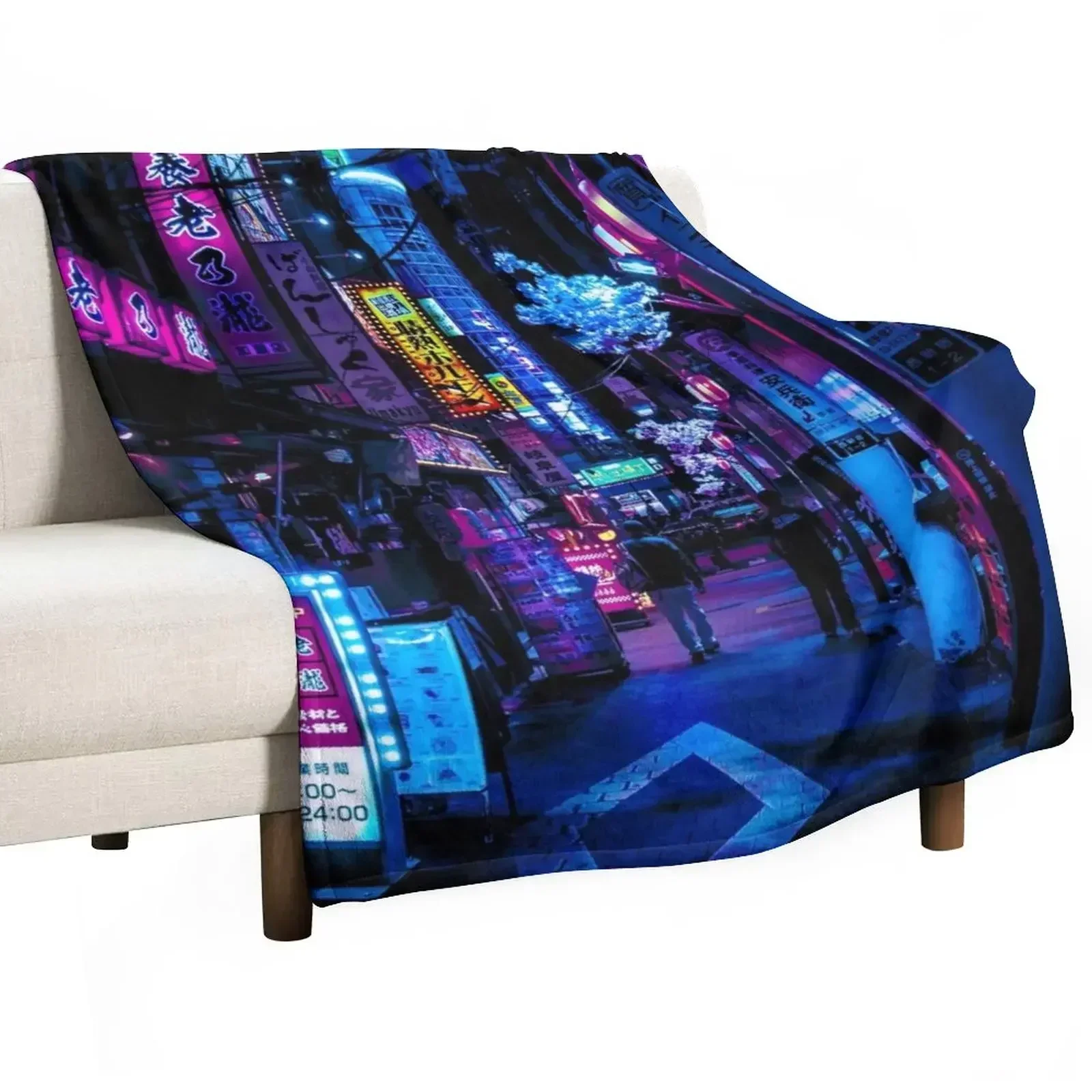 Blue Tokyo Alleys Throw Blanke - Luxury Bags Tokyo ulasan dan harga