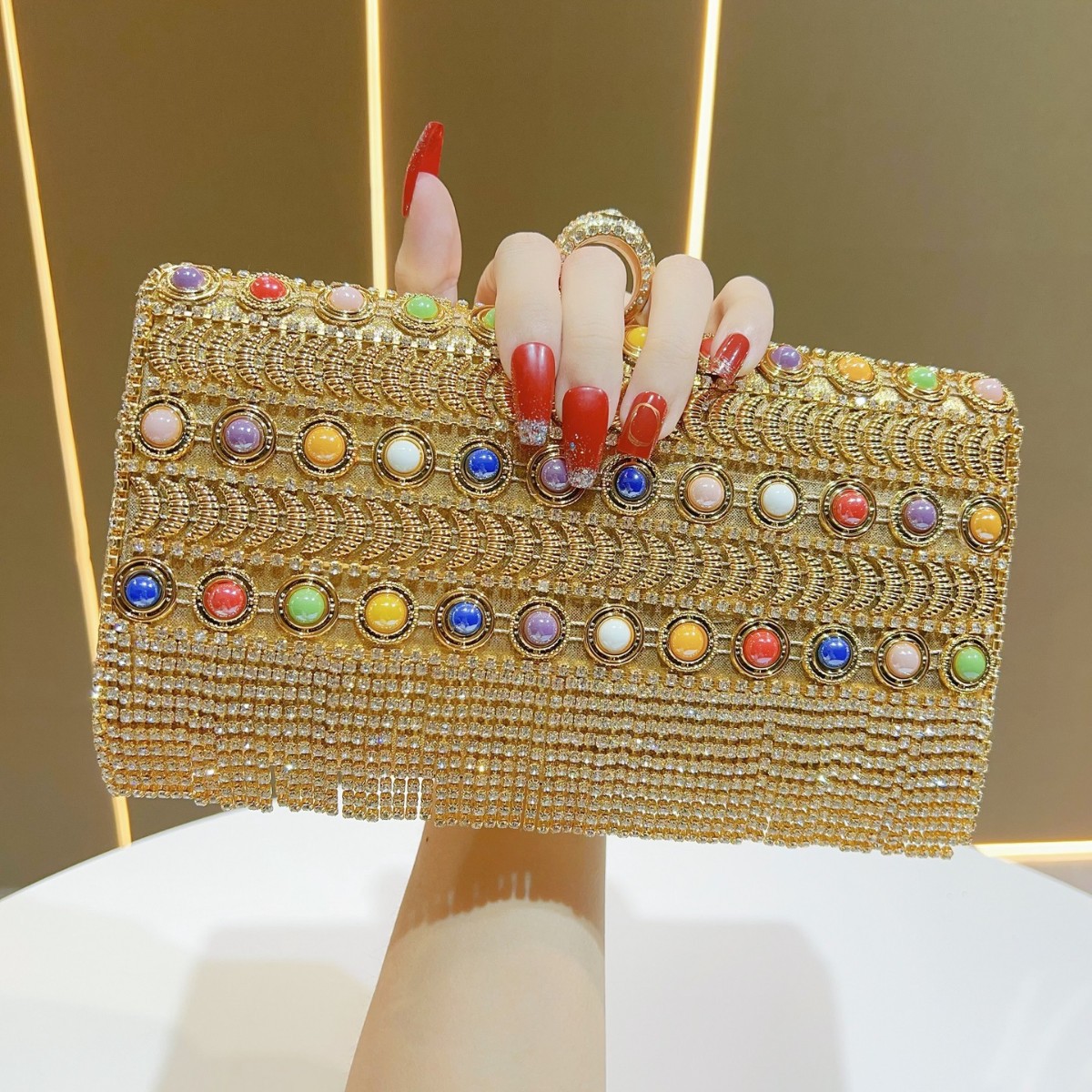 Luxury Rhinestone Tassel Gold  - Luxury Bags Europe ulasan dan harga