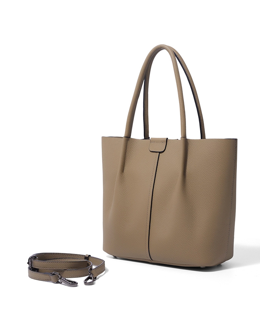 Textured Genuine Leather Handb - Structured Handbag Top Handle ulasan dan harga