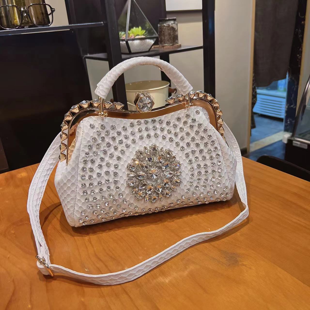 New Rhinestones Top-handle Bag - Structured Handbag Top Handle ulasan dan harga