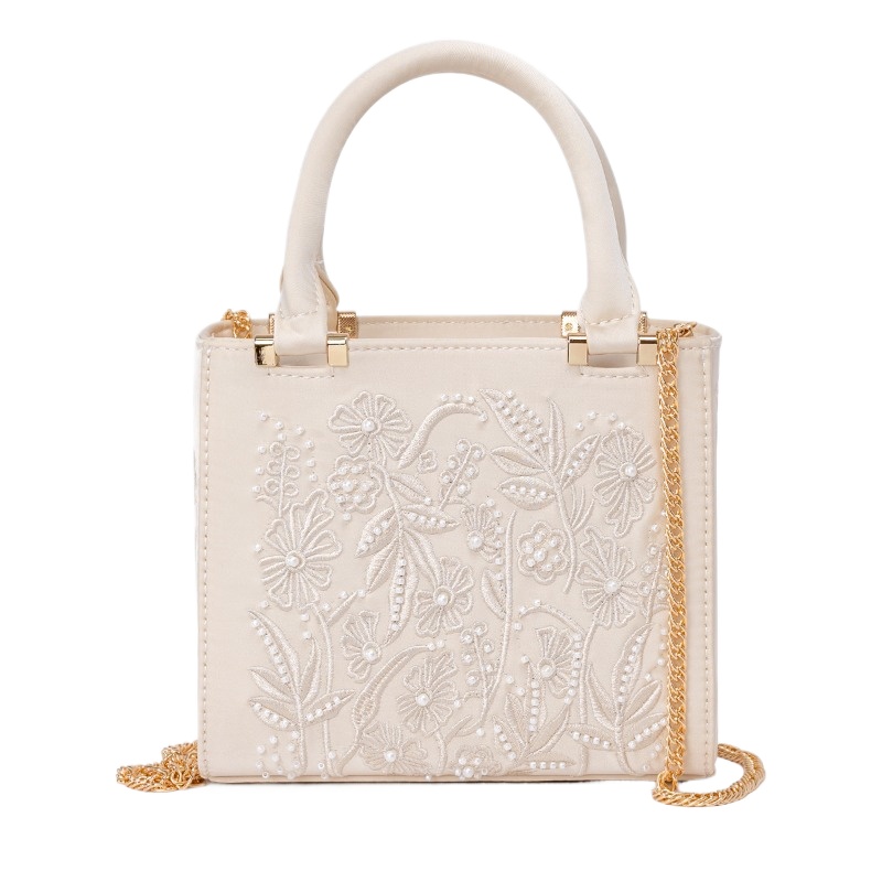 Embroidered Pearl Handbag Vint - Structured Handbag Top Handle ulasan dan harga