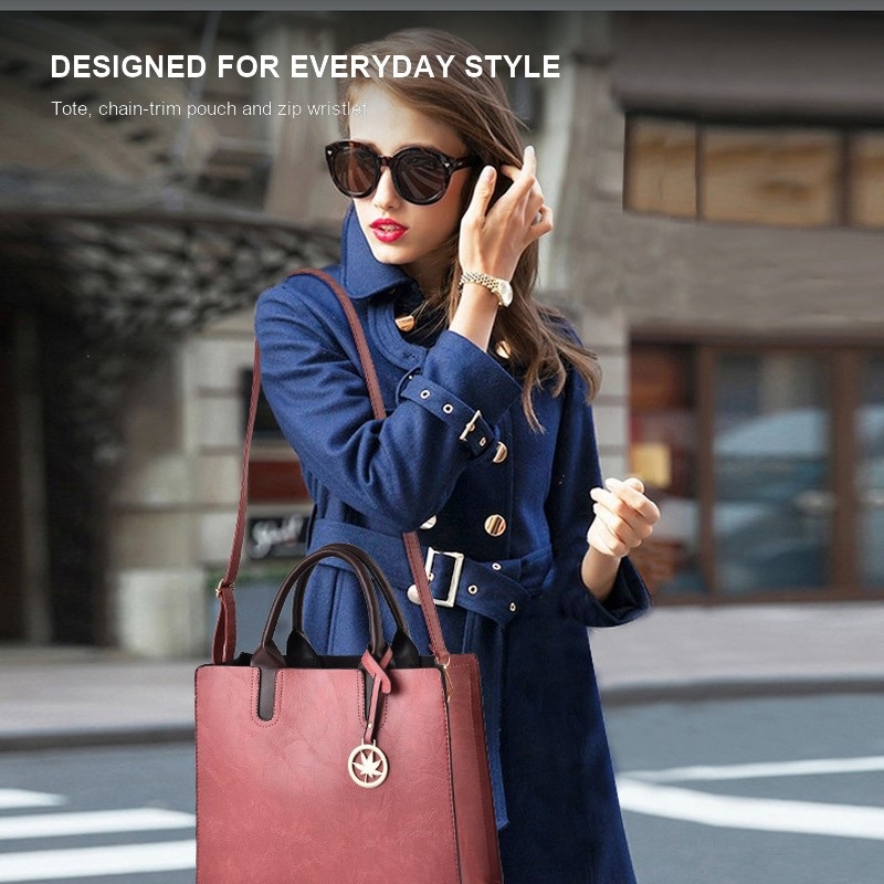 Women's 3 Piece Handbag Set La - Structured Handbag Top Handle ulasan dan harga