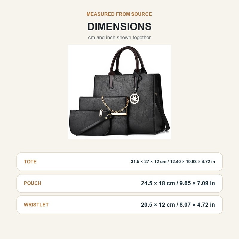 Women's 3 Piece Handbag Set La - Structured Handbag Top Handle ulasan dan harga