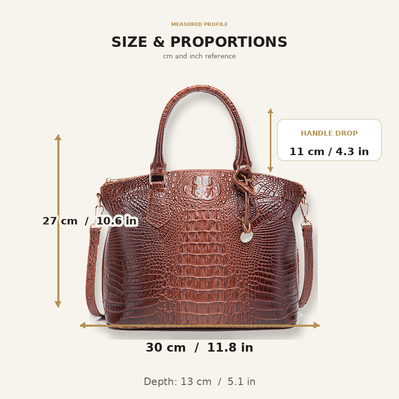 Women's Vintage Crocodile Patt - Structured Handbag Top Handle ulasan dan harga