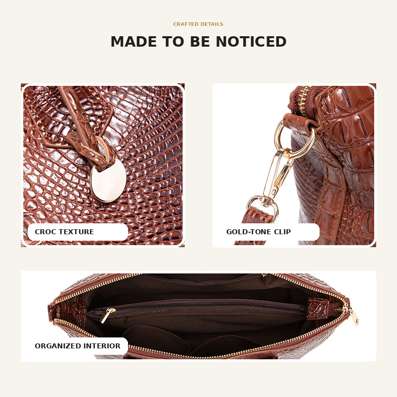 Women's Vintage Crocodile Patt - Structured Handbag Top Handle ulasan dan harga